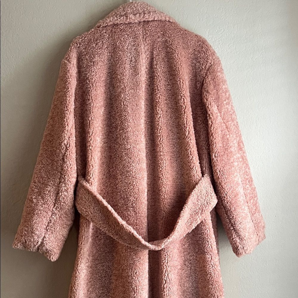 NWOT Mulla Long Teddy Bear Coat in Blush/Pink with Pockets in Size L - Picture 7 of 14
